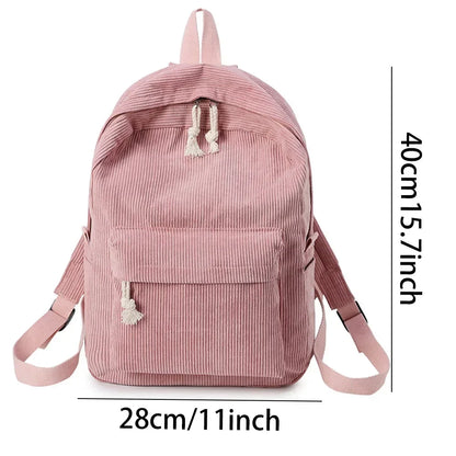 Sac à dos scolaire Unisexe en Velours côtelé Coupe Classique