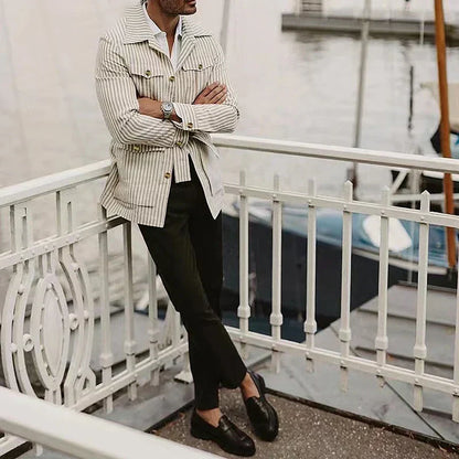 Veste Homme Élégante avec Ceinture - Classique et Raffinée