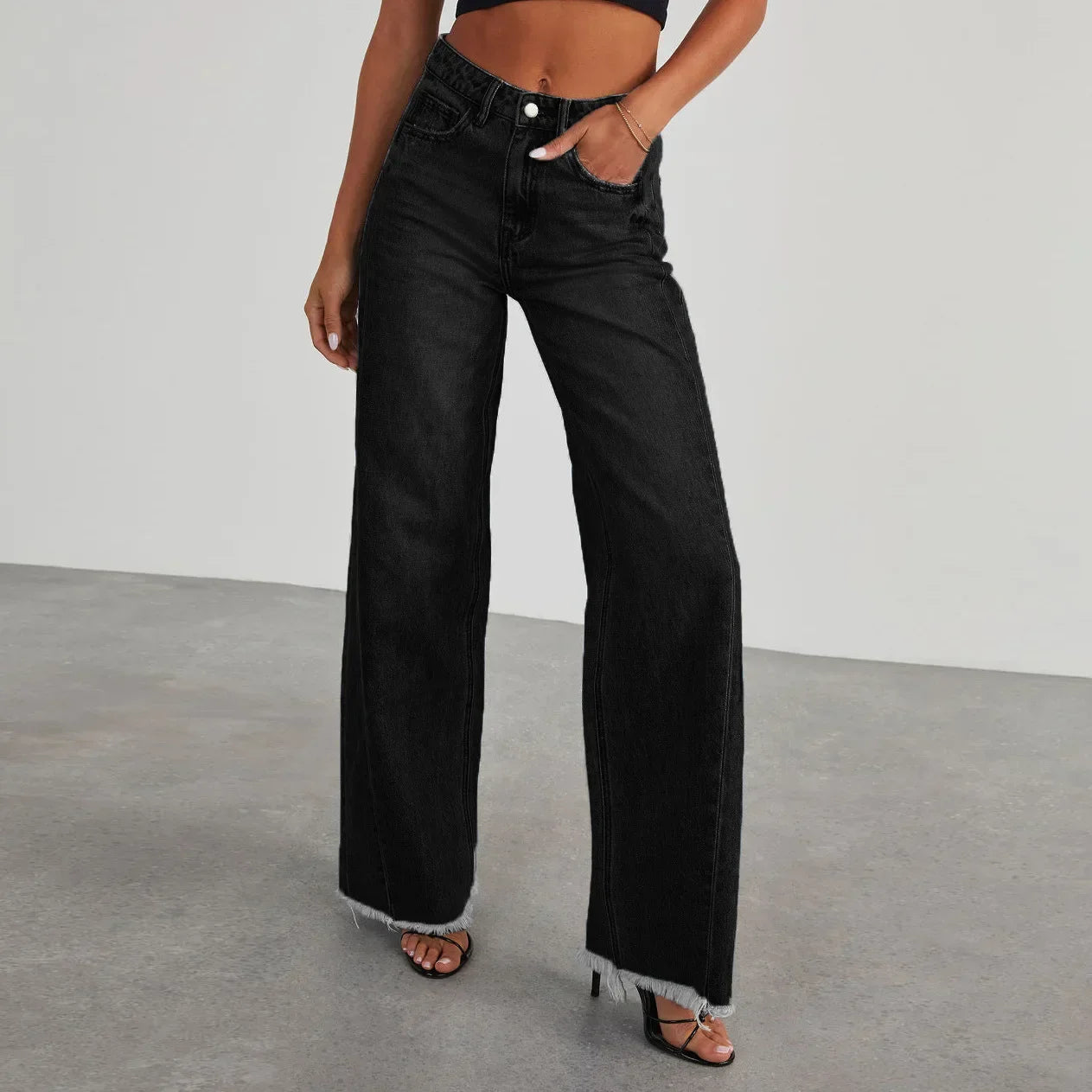 Jean Femme Large Taille Grise Déchiré