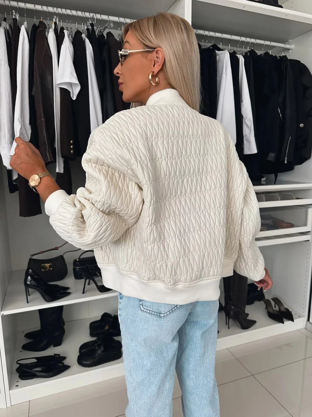 Blouson femme matelassée à fermeture éclair avant