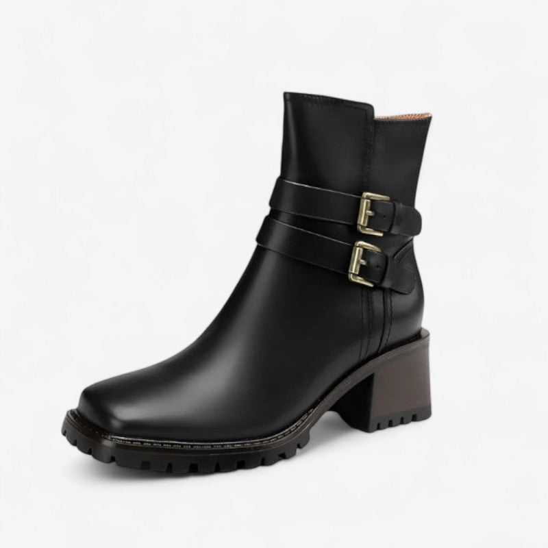 Bottines Femme Chic à Talon Bas et Fermeture Éclair Rapide - PanierRoyale