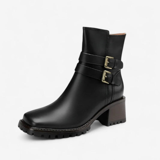 Bottines Femme Chic à Talon Bas et Fermeture Éclair Rapide - PanierRoyale