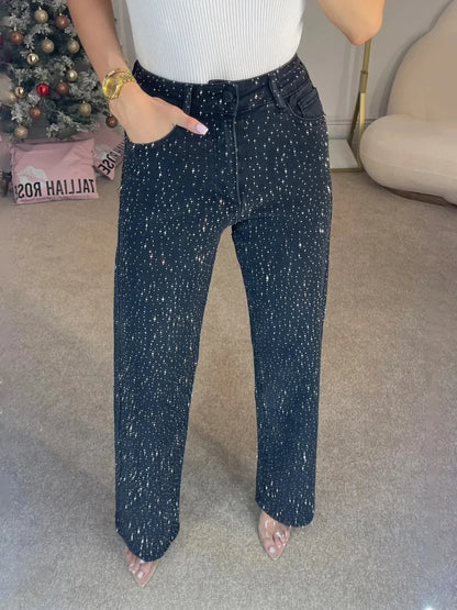 Jean Femme Slim Élégant avec Paillettes Brillantes