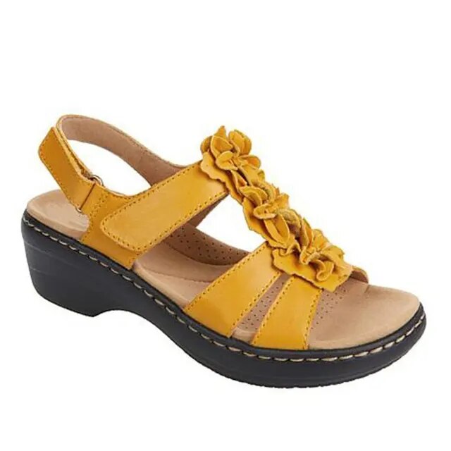 Sandales Femmes à Talon Platforme Cuir Floral Élégantes