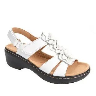 Sandales Femmes à Talon Platforme Cuir Floral Élégantes