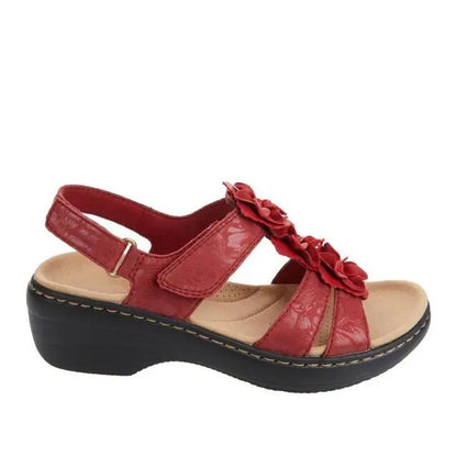 Sandales Femmes à Talon Platforme Cuir Floral Élégantes
