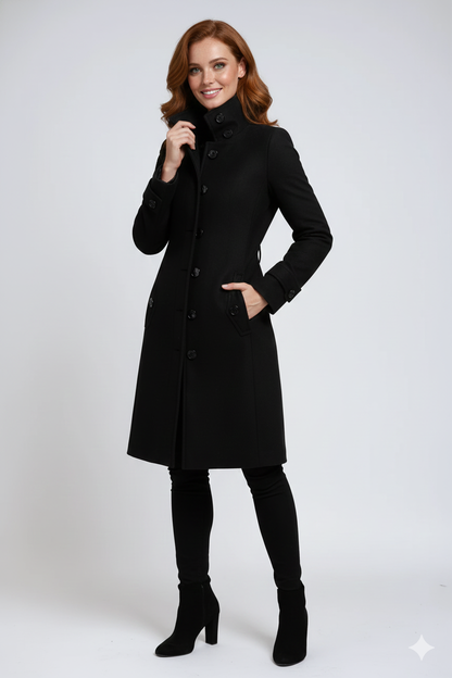 Manteau Femme Hiver Chic - Col Montant et Taille Cintrée Élégante