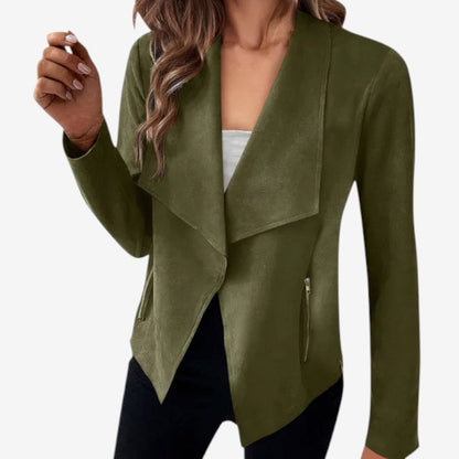 Blazer Classique Manches Longues avec Poches Fermeture Éclair