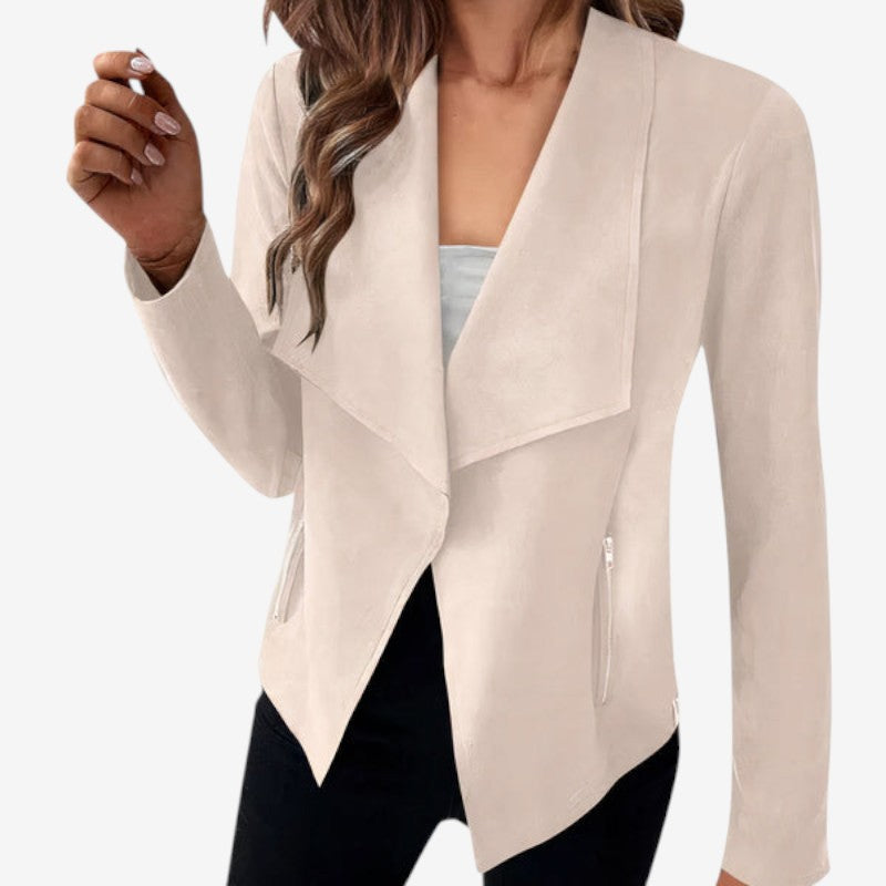 Blazer Classique Manches Longues avec Poches Fermeture Éclair