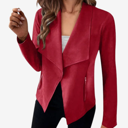 Blazer Classique Manches Longues avec Poches Fermeture Éclair