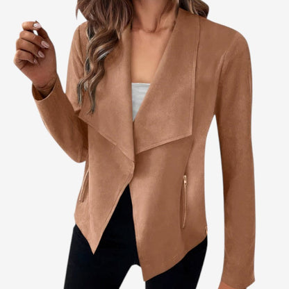 Blazer Classique Manches Longues avec Poches Fermeture Éclair