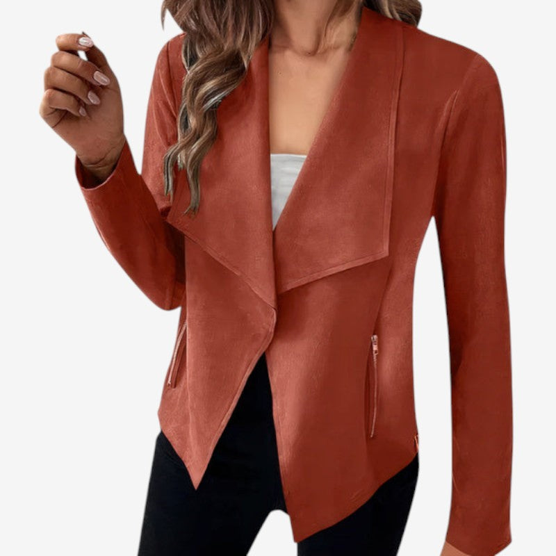 Blazer Classique Manches Longues avec Poches Fermeture Éclair
