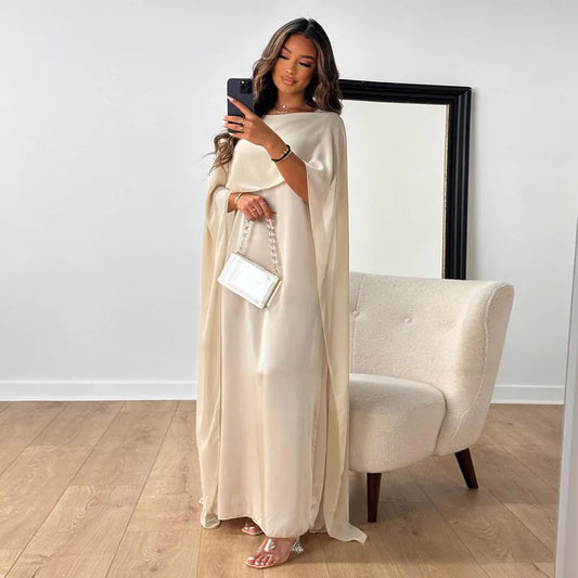 Robe du Soirée Longue pour Femme à Manches Capes - PanierRoyale