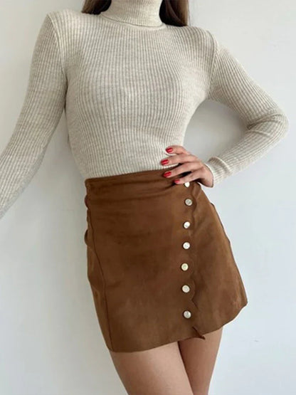 Jupe Femme Courte Élégante Taille Haute en Tissu Luxe