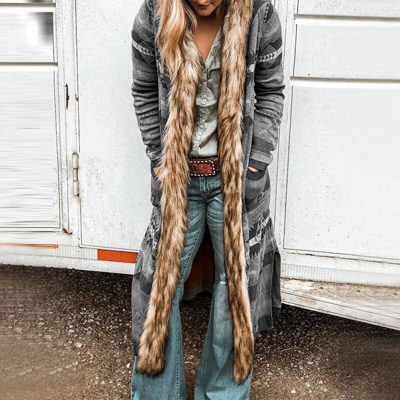 Manteau Femme Hiver Chauffant avec Col en Fourrure Synthétique