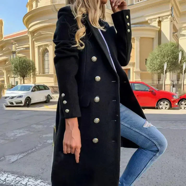 Manteau Femme Long Chic avec Poches et Détails Élégants - PanierRoyale