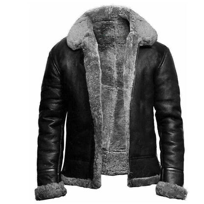 Blouson Cuir Épais et Doux en Mouton Shearling