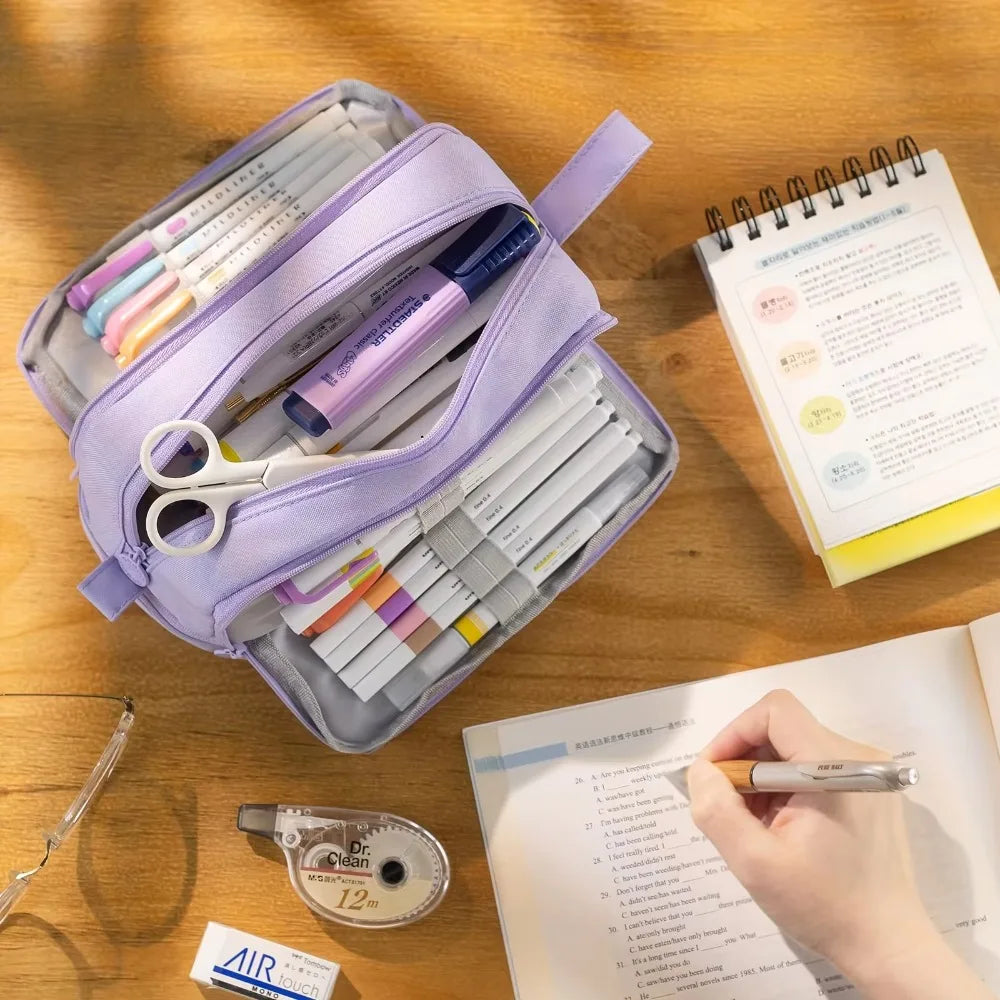 Trousse Scolaire Grande Capacité Compartiments Multiples Unisexe