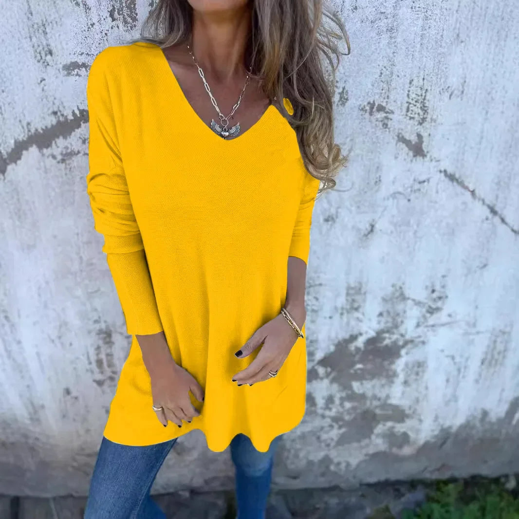 Pull Femme Col V Élégant pour Automne