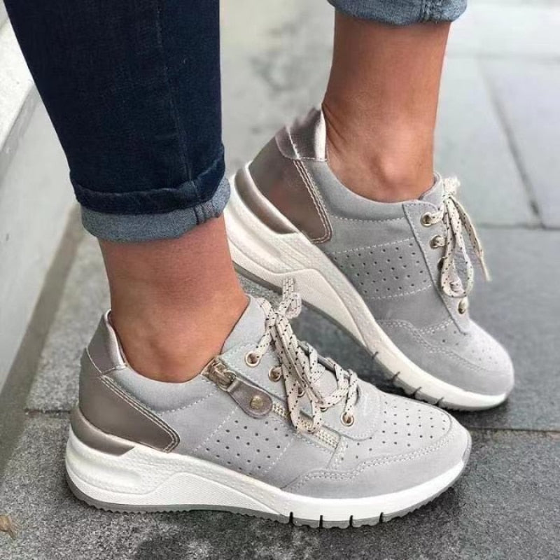 Chaussures de sport femme ronde à lacets confortables
