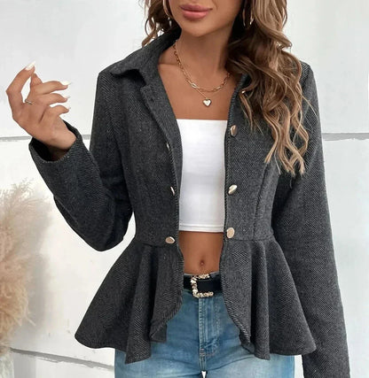 Veste Femme Chic avec Détails Volants Élégants
