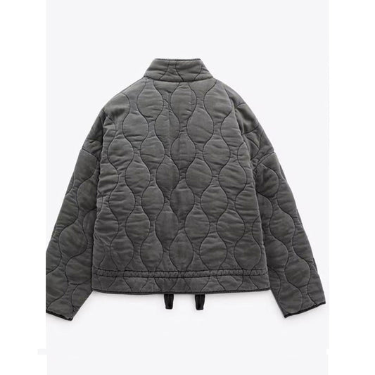 Veste Matelassée Oversize avec Poches Courte