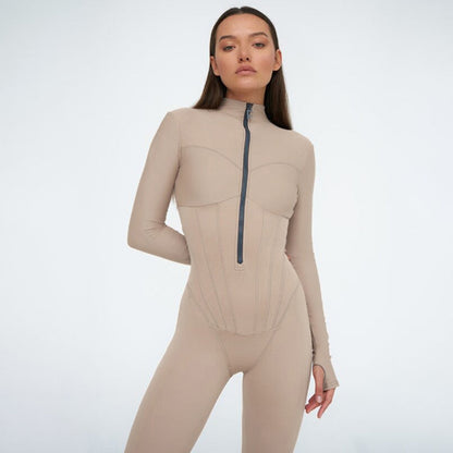 Body femme décontracté manches longues zip - PanierRoyale