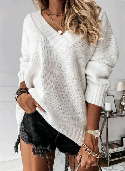 Pull Femme Marine à Col Ronde Doux et Chaud