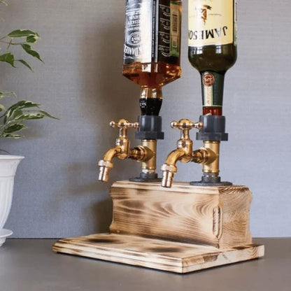 Distributeur de boissons en bois massif avec robinet métallique