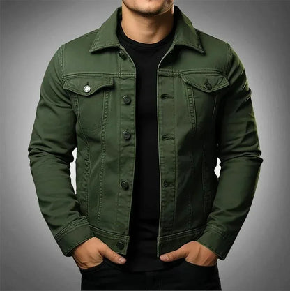 Veste Denim Homme Classique avec Poches et Fermeture Éclair