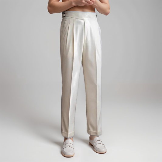 Pantalon Linen Beige Italien Classique - BerlinGlamour