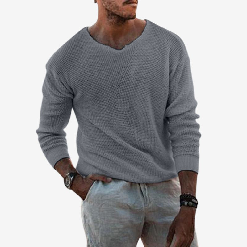 Pull Décontracté Col V Manches Longues Oversize