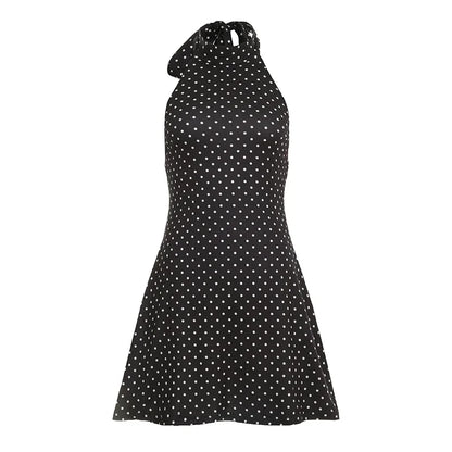Robe Mini Femme Dos Nu Col Halter à Pois