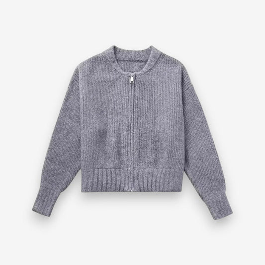 Veste Zippée Col Rond Manches Longues