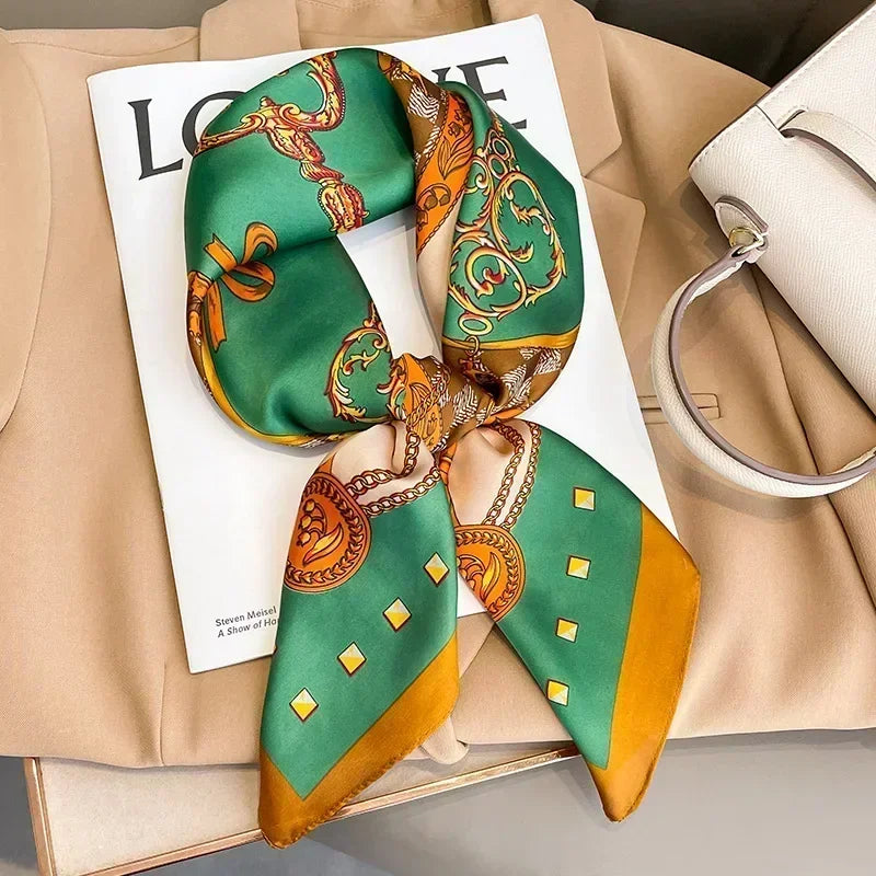 Foulard Carré Femme Satin Imprimé Multi-usage