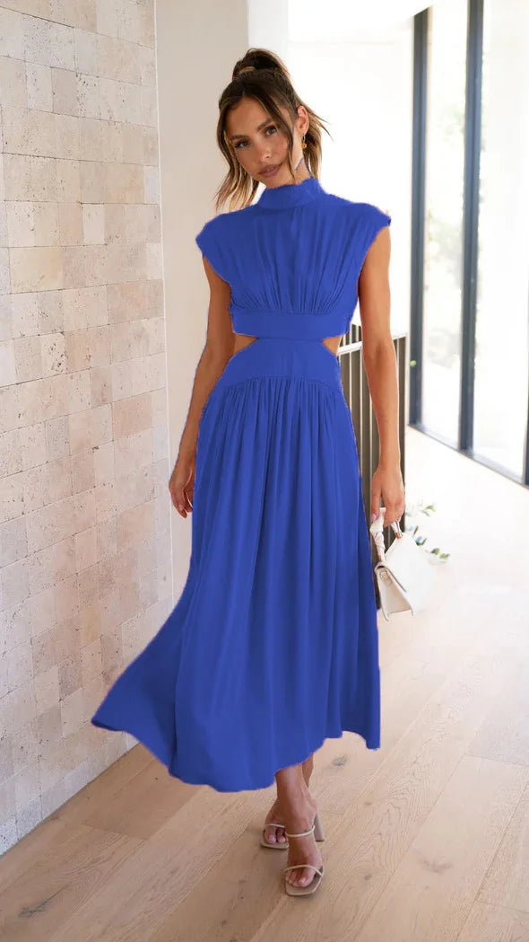 Robe Longue Femme Décontractée en Plissé Élégant
