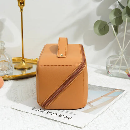 Trousse de toilette Femme Similicuir Poignée Fermeture Zippée