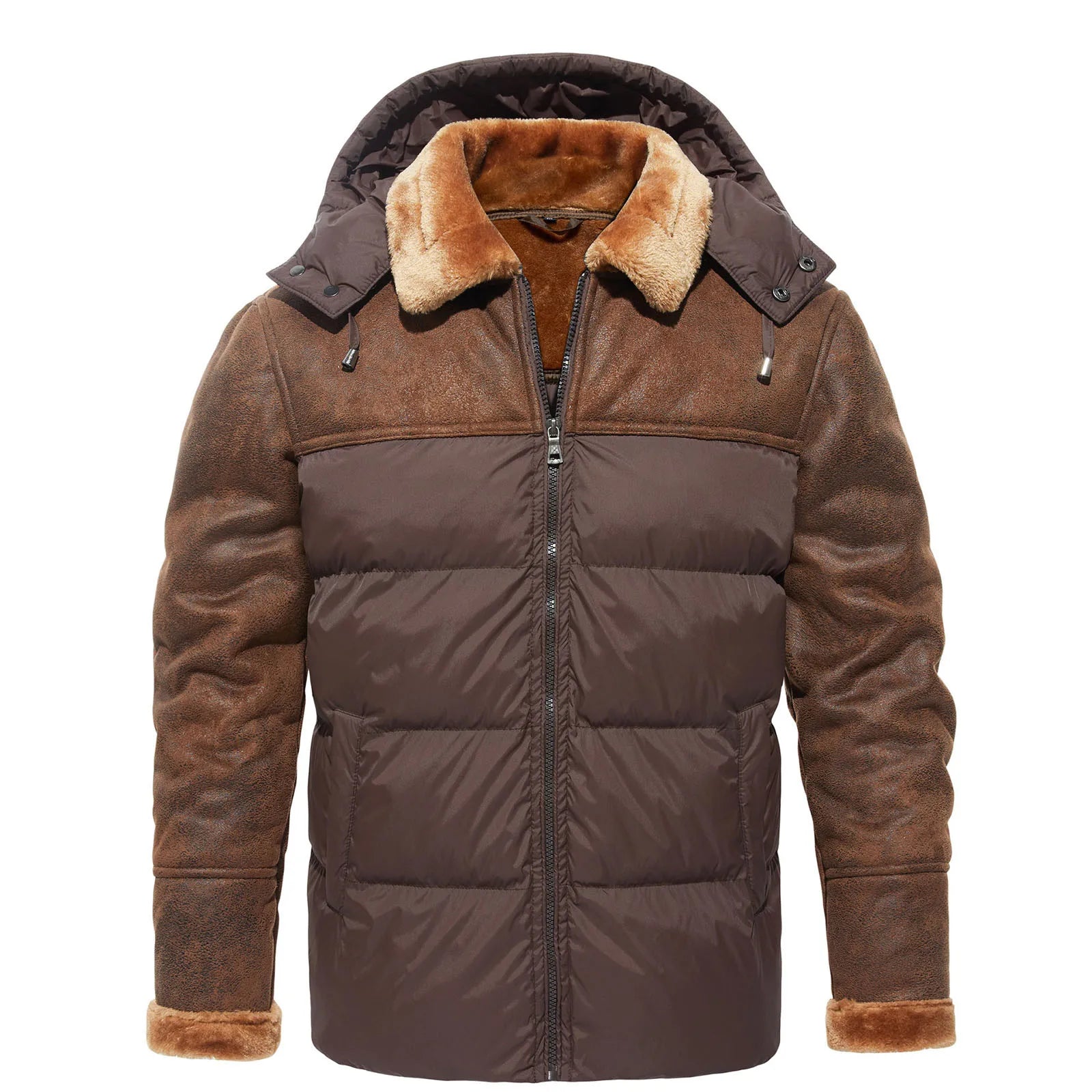 Veste Parka Hiver Homme avec Capuche et Fermeture Éclair - PanierRoyale