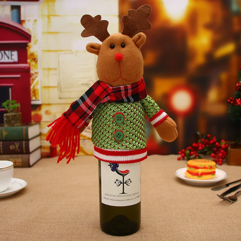 Housse de Bouteille de Vin Père Noël Hivernal Amusant