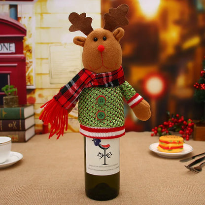 Housse de Bouteille de Vin Père Noël Hivernal Amusant
