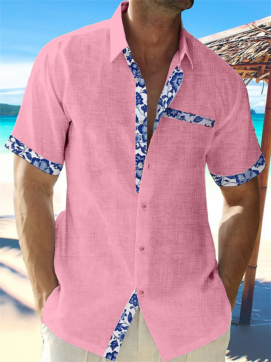 Chemise Homme Coton Manches Courtes Imprimé Floral