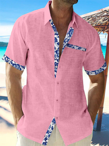 Chemise Homme Coton Manches Courtes Imprimé Floral