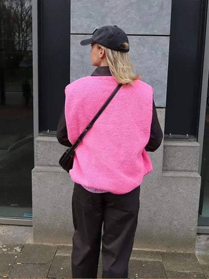 Doudoune Sans Manches Femme Légère Coupe Ajustée Fermeture Boutonnée