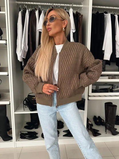 Blouson femme matelassée à fermeture éclair avant
