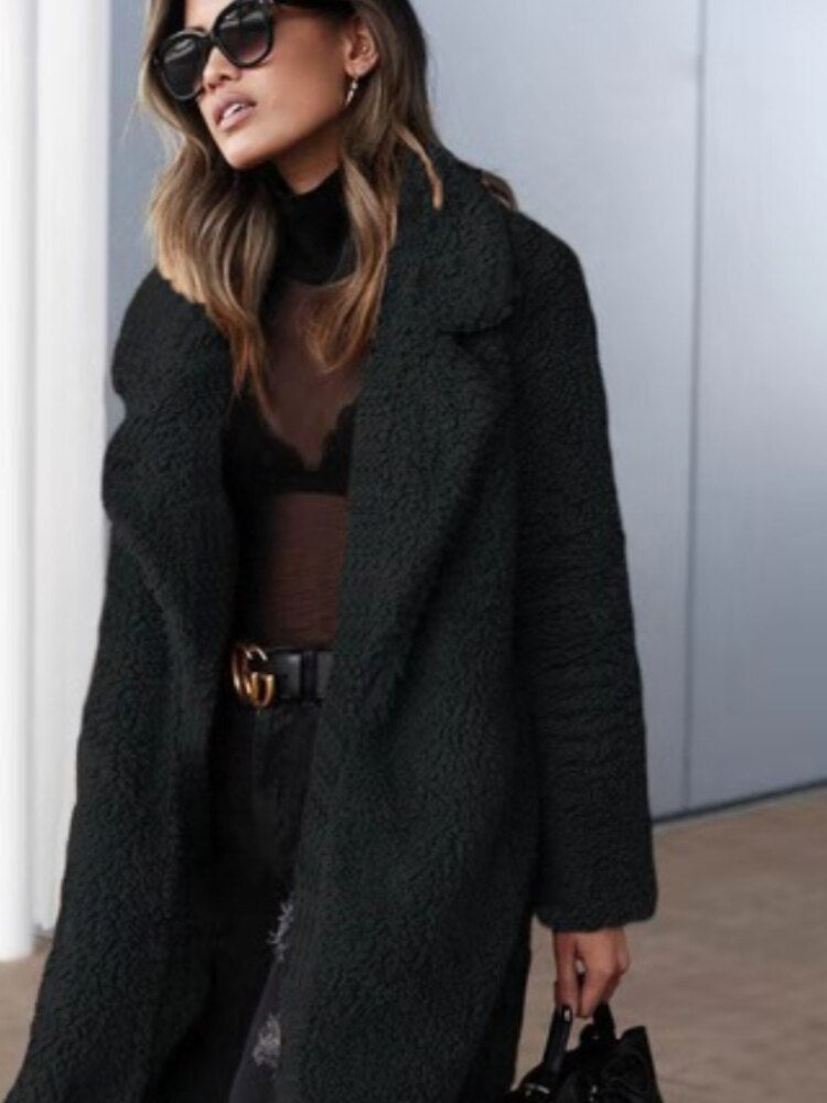 Manteau femme hiver faux cuir beige chaud et tendance