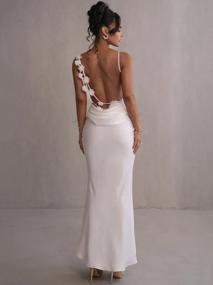 Robe de Soirée Élégante en Satin, Col Décolleté, Manches Longues pour Cérémonie