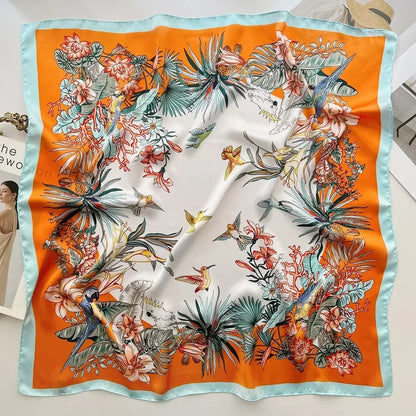 Foulard Carré Femme Satin Imprimé Multi-usage