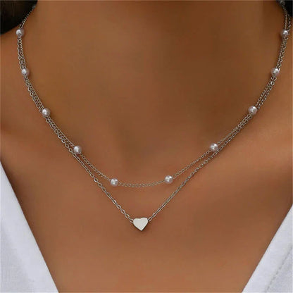 Collier Cœur en Or avec Perles Fines et Raffiné