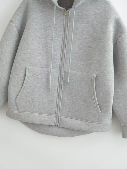Blouson femme décontracté à capuche et fermeture éclair