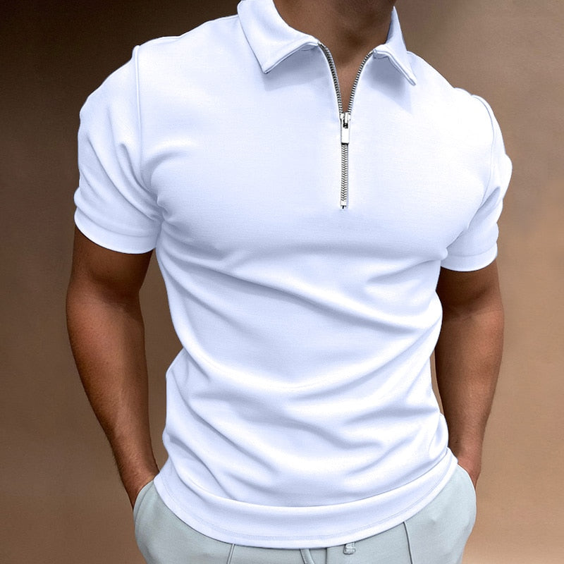 Chemise Polo Homme Col Zip - Manche Courte Élégante pour Tous les Jours